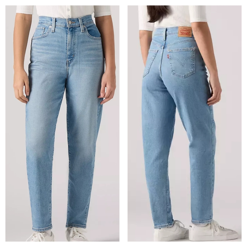 Levi's High Waisted Mom Jeans, Light Wash, Tapered Leg, Size 32, EUC!